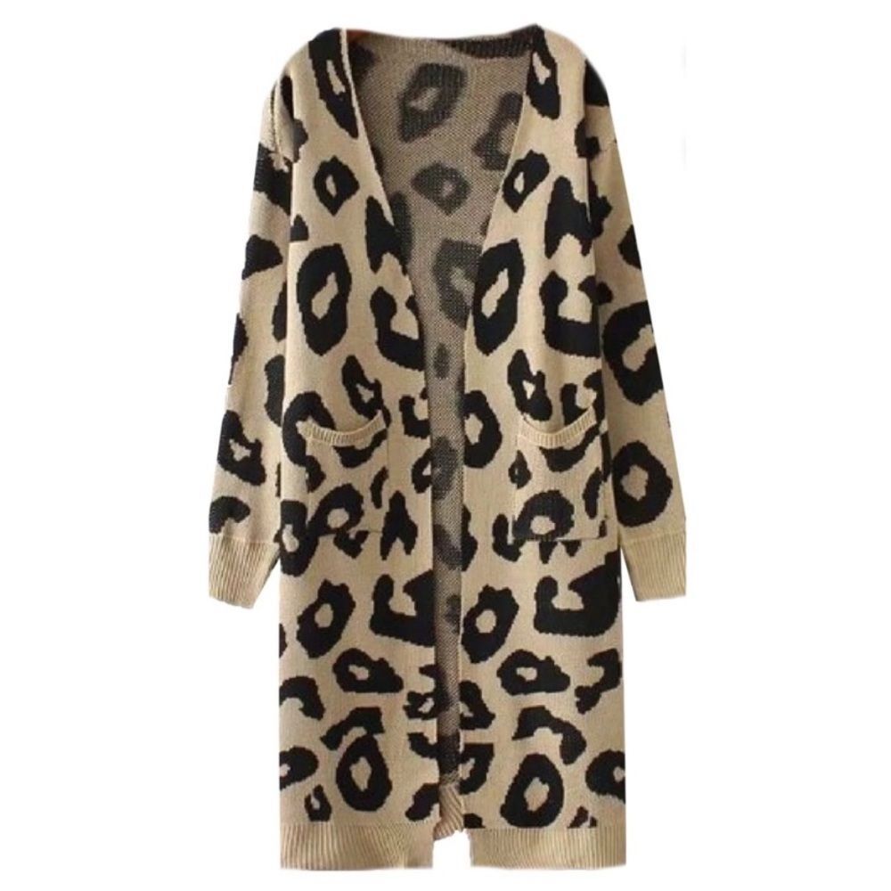 Jack + Avery Small Sweater Duster Cardigan Women’s Cheetah Print NWOT